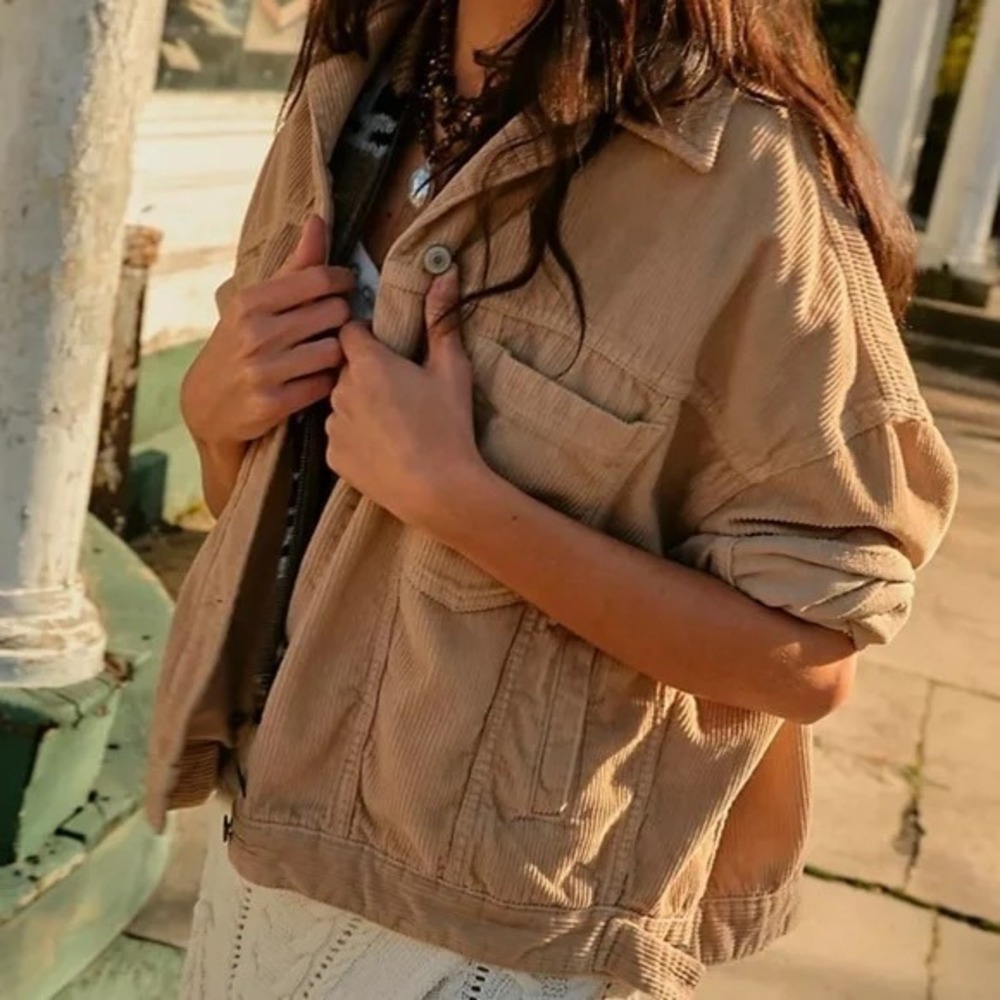 We The Free Opal Swing Corduroy Jacket Tan Size S